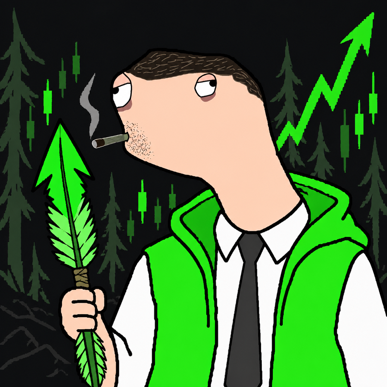 The long-faced Hunter Hood character in neon green and graphite